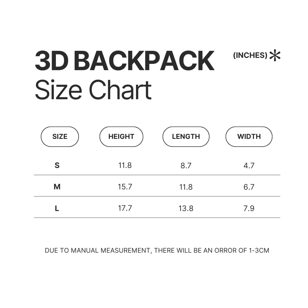 3D Backpack Size Chart - Danganronpa Shop