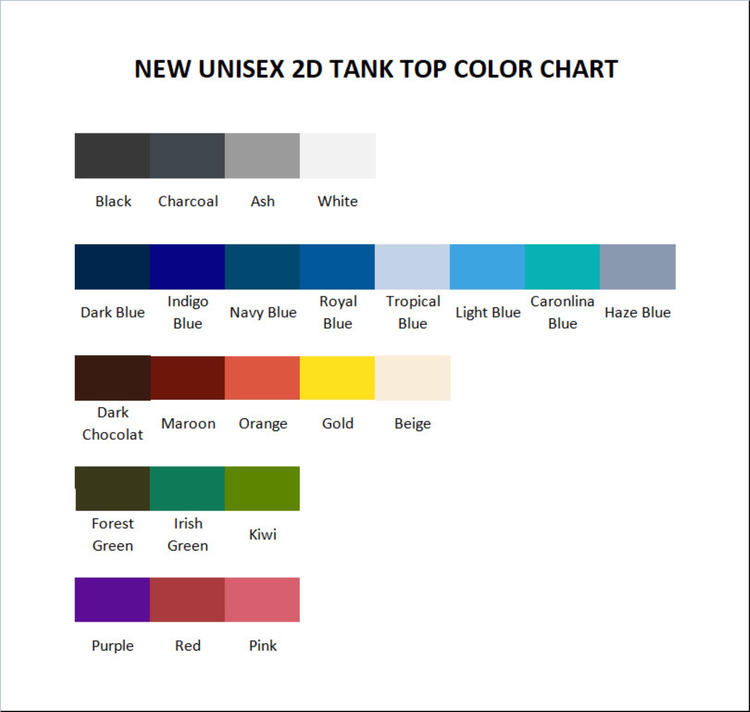 tank top color chart - Danganronpa Shop