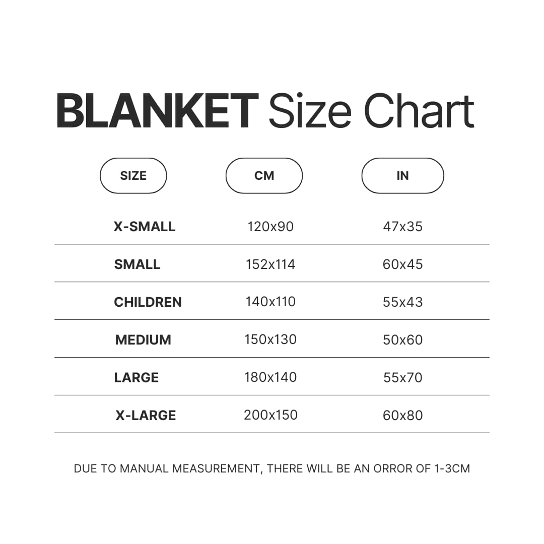 Blanket Size Chart - Danganronpa Shop