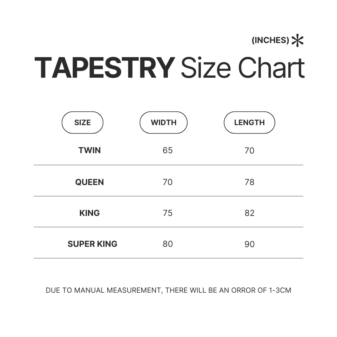 Tapestry Size Chart - Danganronpa Shop