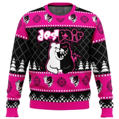 Monokuma Despair Danganronpa Ugly Christmas Sweater FRONT mockup - Danganronpa Shop